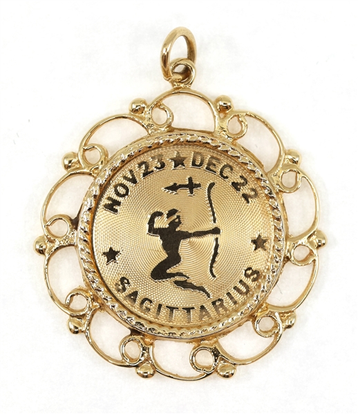 14K YELLOW GOLD ASTROLOGICAL SAGITTARIUS PENDANT 