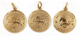14K YELLOW GOLD ASTROLOGICAL SIGN PENDANTS