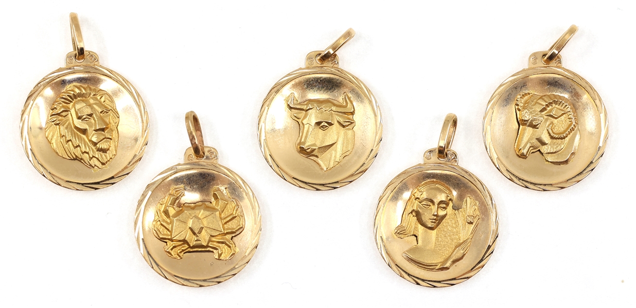 14K YELLOW GOLD ASTROLOGICAL SIGN PENDANTS