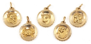 14K YELLOW GOLD ASTROLOGICAL SIGN PENDANTS