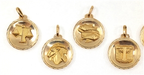 14K YELLOW GOLD ASTROLOGICAL SIGN PENDANTS
