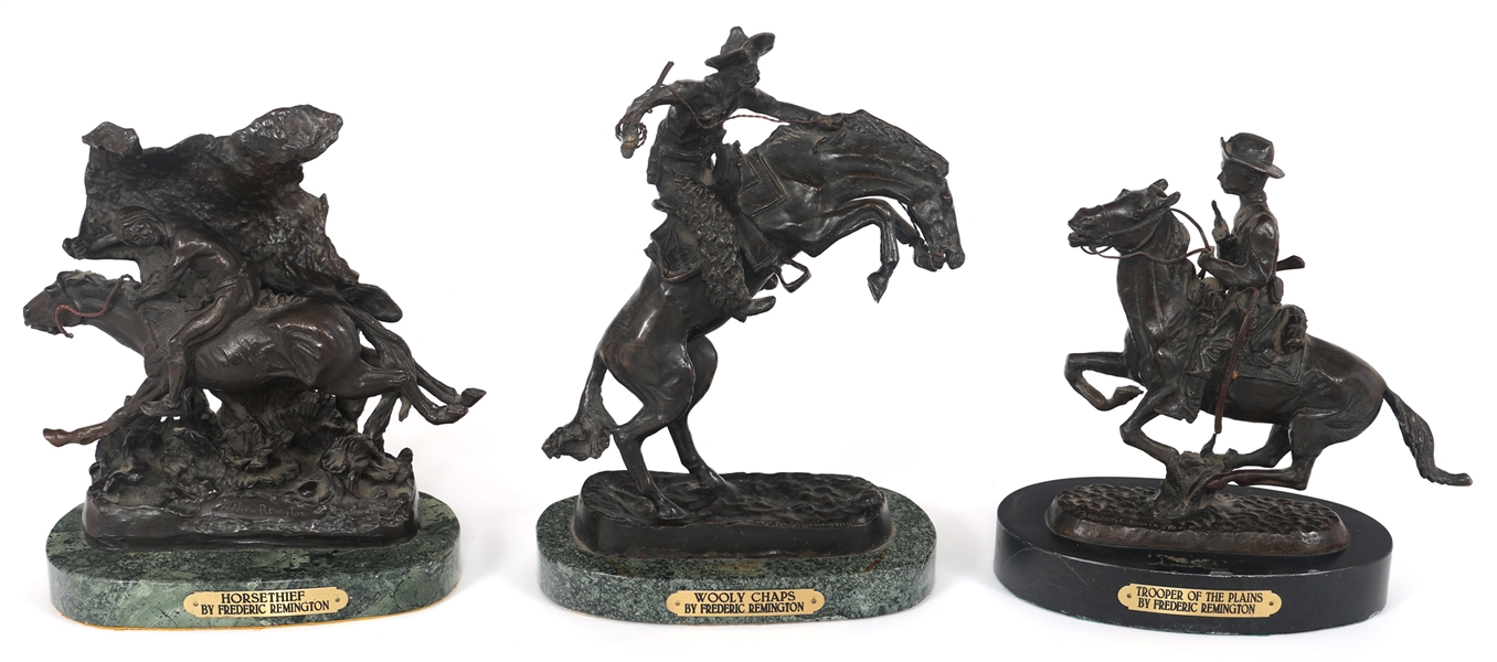 AFTER F. REMINGTON WESTERN BRONZE STATUES