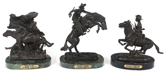 AFTER F. REMINGTON WESTERN BRONZE STATUES