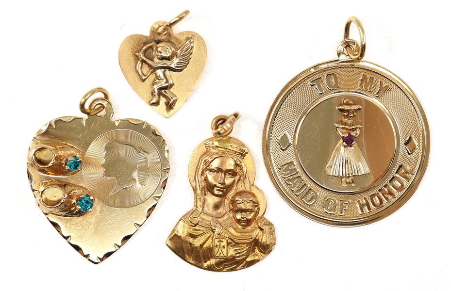 14K YELLOW GOLD PENDANTS & CHARMS 