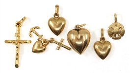 14K YELLOW GOLD PENDANT & CHARMS
