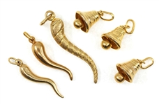 14K YELLOW GOLD CAPRI BELL & CORNICELLO CHARMS