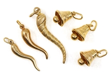 14K YELLOW GOLD CAPRI BELL & CORNICELLO CHARMS