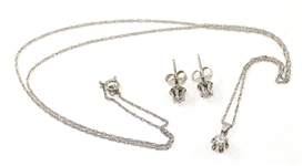14K WHITE GOLD 0.27 CTW DIAMOND EARRINGS & PENDANT SET