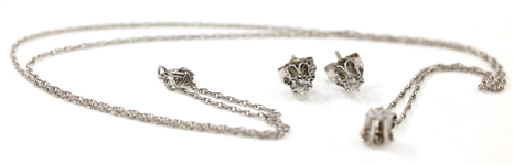 14K WHITE GOLD 0.27 CTW DIAMOND EARRINGS & PENDANT SET