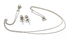 14K WHITE GOLD 0.27 CTW DIAMOND EARRINGS & PENDANT SET