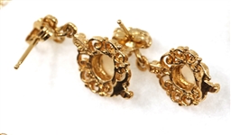 14K YELLOW GOLD OPAL EARRINGS & PENDANT SET 