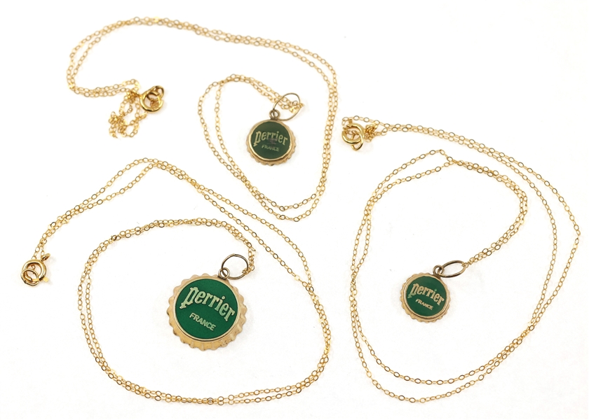 14K YELLOW GOLD PERRIER BOTTLE CAP NOVELTY PENDANTS