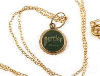 14K YELLOW GOLD PERRIER BOTTLE CAP NOVELTY PENDANTS