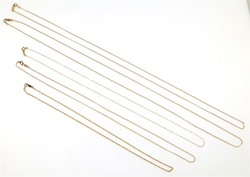 14K YELLOW GOLD CHAINS - 15" TO 24"