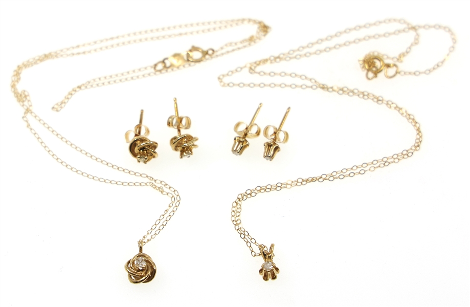 14K YELLOW GOLD DIAMOND EARRINGS & PENDANTS