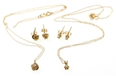 14K YELLOW GOLD DIAMOND EARRINGS & PENDANTS