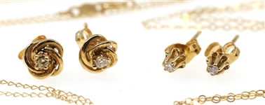 14K YELLOW GOLD DIAMOND EARRINGS & PENDANTS