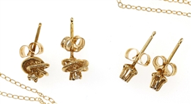 14K YELLOW GOLD DIAMOND EARRINGS & PENDANTS