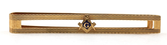 14K YELLOW GOLD MASONIC TIE CLIP