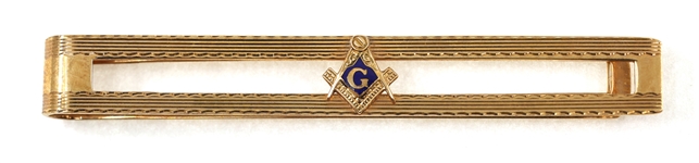 14K YELLOW GOLD MASONIC TIE CLIP