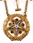 10K YELLOW GOLD MASONIC EASTERN STAR WITH GAVEL PIN