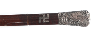 NATIVE AMERICAN STERLING KNOB HANDLE WALKING CANE