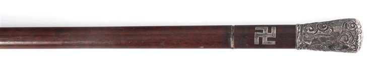 NATIVE AMERICAN STERLING KNOB HANDLE WALKING CANE