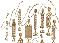 VICTORIAN GOLD-FILLED POCKET WATCH FOBS - LOT OF 10