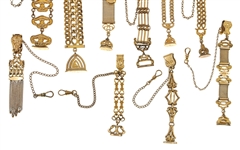 VICTORIAN GOLD-FILLED POCKET WATCH FOBS - LOT OF 10