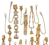 VICTORIAN GOLD-FILLED POCKET WATCH FOBS - LOT OF 10