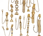 VICTORIAN GOLD-FILLED POCKET WATCH FOBS - LOT OF 10