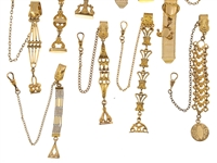 VICTORIAN GOLD-FILLED POCKET WATCH FOBS - LOT OF 10
