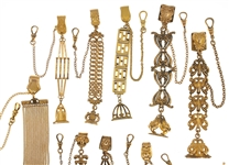 VICTORIAN GOLD-FILLED POCKET WATCH FOBS - LOT OF 10