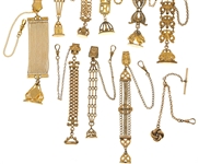 VICTORIAN GOLD-FILLED POCKET WATCH FOBS - LOT OF 10