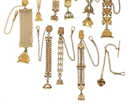 VICTORIAN GOLD-FILLED POCKET WATCH FOBS - LOT OF 10