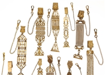 VICTORIAN GOLD-FILLED POCKET WATCH FOBS - LOT OF 10