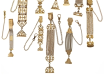 VICTORIAN GOLD-FILLED POCKET WATCH FOBS - LOT OF 10