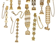 VICTORIAN GOLD-FILLED POCKET WATCH FOBS - LOT OF 10
