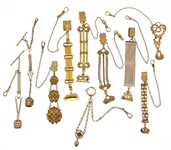 VICTORIAN GOLD-FILLED POCKET WATCH FOBS - LOT OF 10