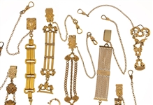VICTORIAN GOLD-FILLED POCKET WATCH FOBS - LOT OF 10