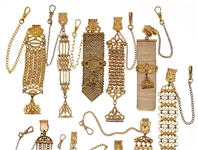 VICTORIAN GOLD-FILLED POCKET WATCH FOBS - LOT OF 10