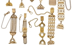 VICTORIAN GOLD-FILLED POCKET WATCH FOBS - LOT OF 10