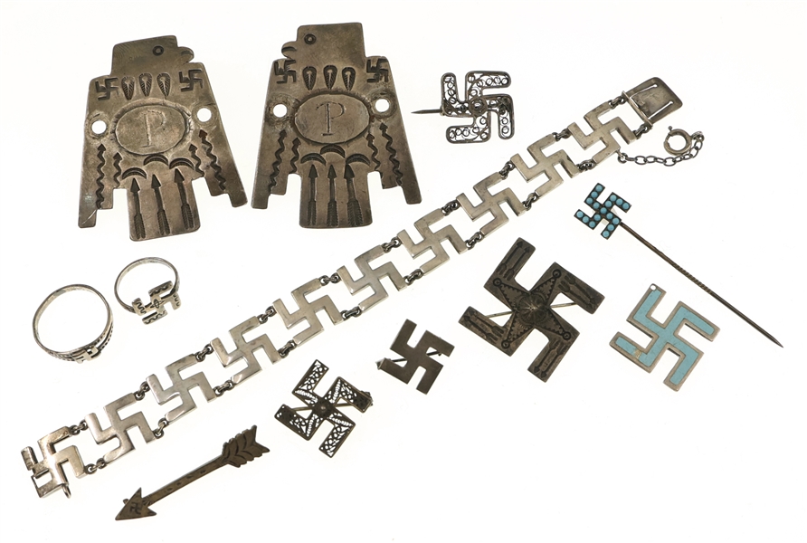 SILVER CHARMS, PINS, & GOOD LUCK SWASTIKA ACCESSORIES