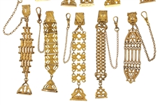 VICTORIAN GOLD-FILLED POCKET WATCH FOBS - LOT OF 10