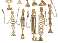 VICTORIAN GOLD-FILLED POCKET WATCH FOBS - LOT OF 10