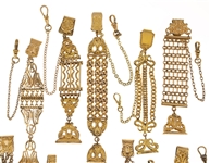 VICTORIAN GOLD-FILLED POCKET WATCH FOBS - LOT OF 10