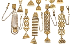 VICTORIAN GOLD-FILLED POCKET WATCH FOBS - LOT OF 10