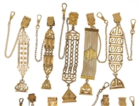 VICTORIAN GOLD-FILLED POCKET WATCH FOBS - LOT OF 10