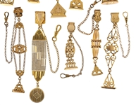 VICTORIAN GOLD-FILLED POCKET WATCH FOBS - LOT OF 10