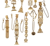 VICTORIAN GOLD-FILLED POCKET WATCH FOBS - LOT OF 10